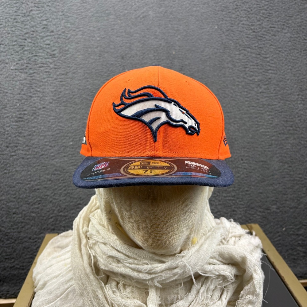 New Era Denver Broncos Super Bowl XLVIII 59FIFTY Fitted Hat Orange Navy 7 5/8